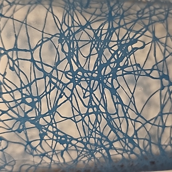 S/3 Vintage Mid Century Spaghetti String Blue White Drinking Glasses Tumblers - Picture 6 of 6